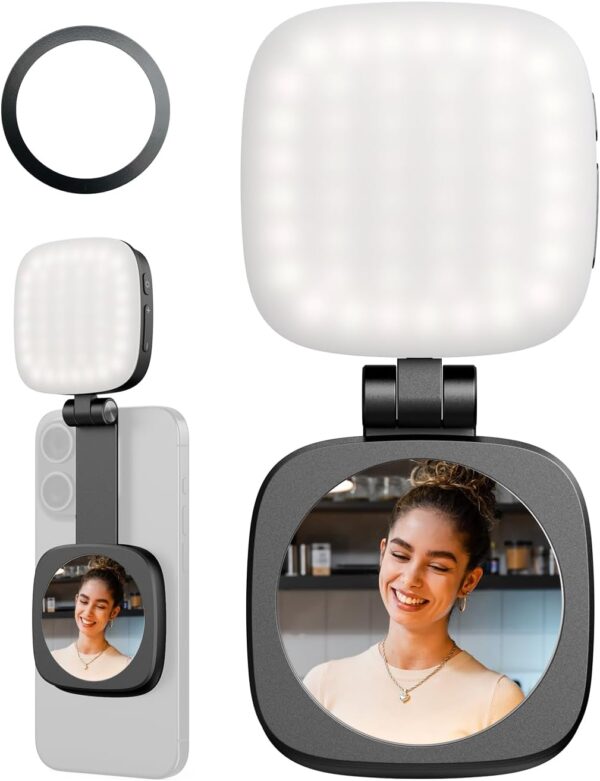 Foldable Magnetic Phone Selfie Light Strip with Mirror